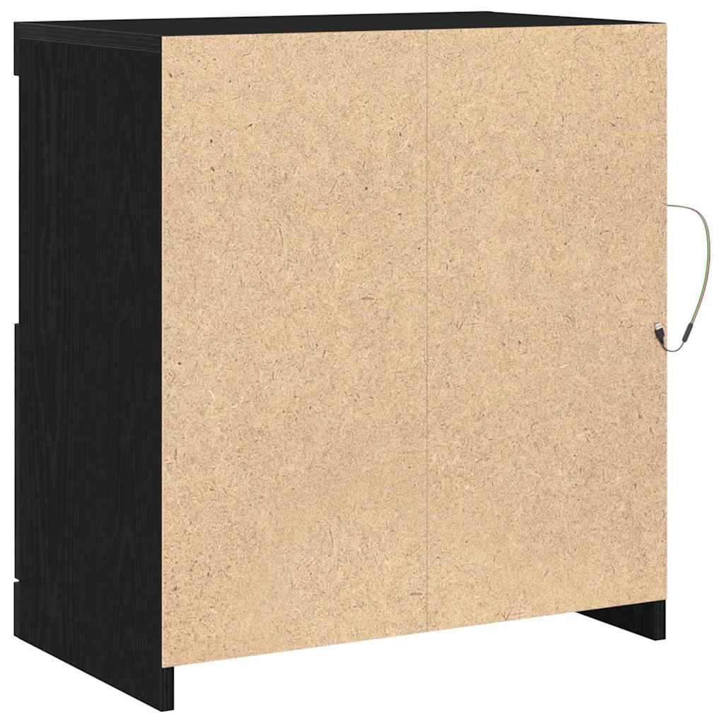 Dressoir met LED-verlichting 60,5x37x67 cm zwart eikenkleurig