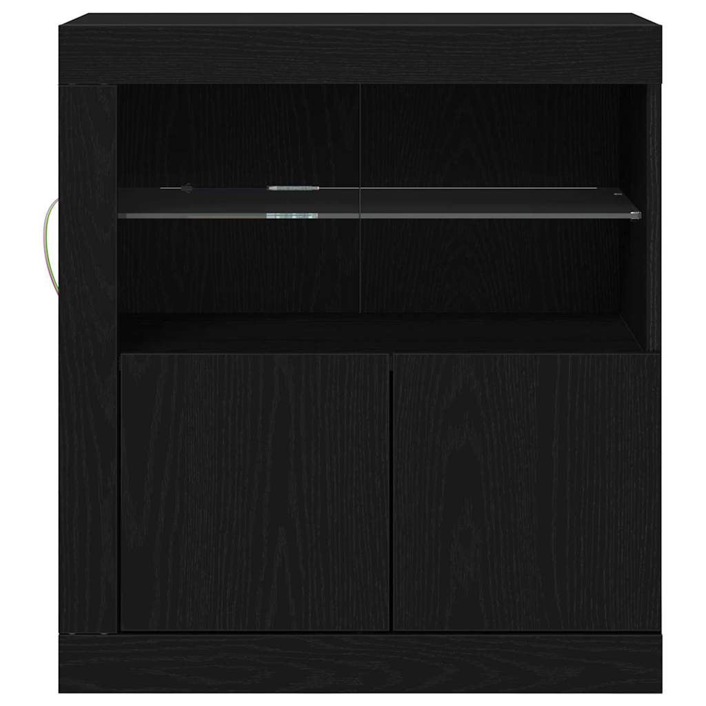 Dressoir met LED-verlichting 60,5x37x67 cm zwart eikenkleurig