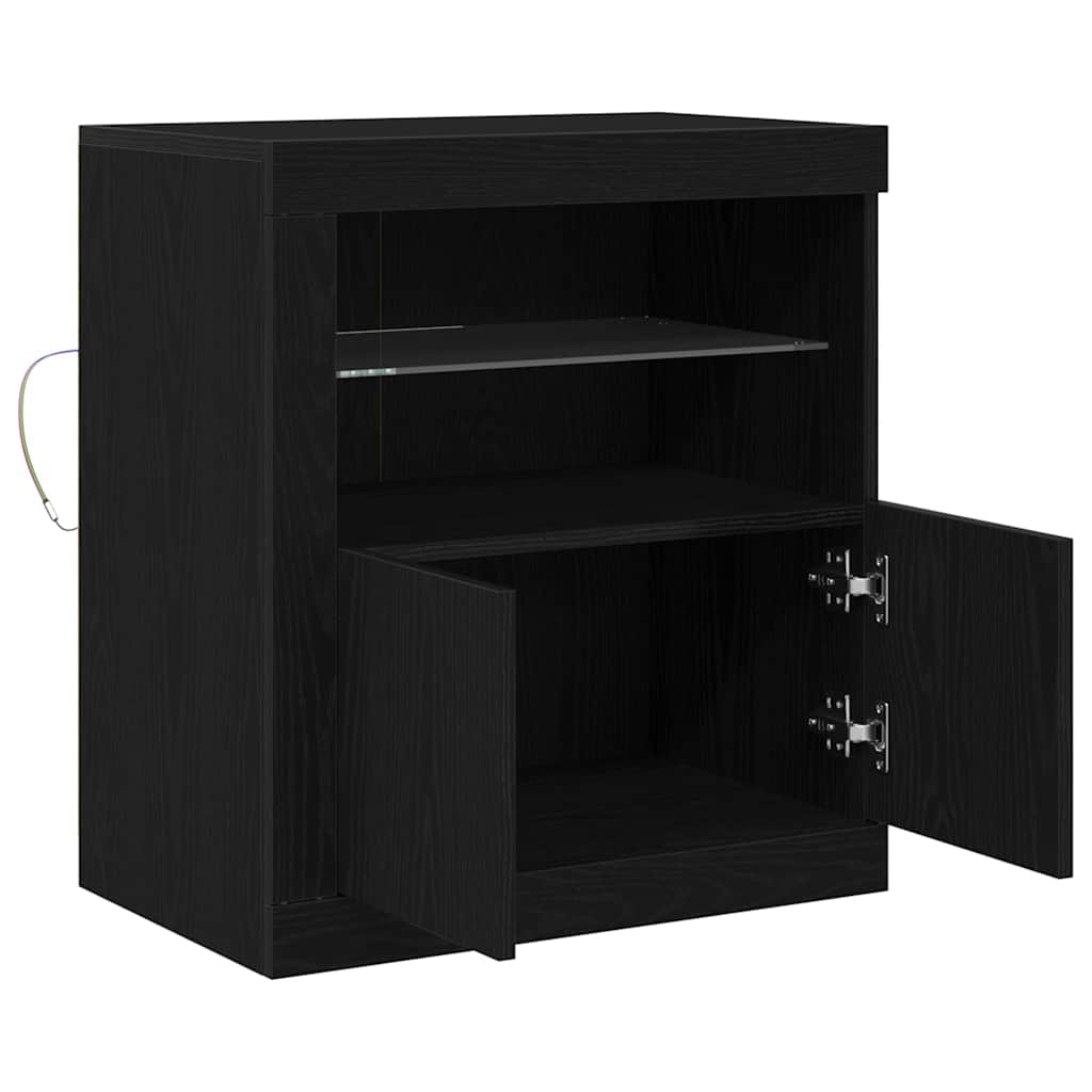 Dressoir met LED-verlichting 60,5x37x67 cm zwart eikenkleurig