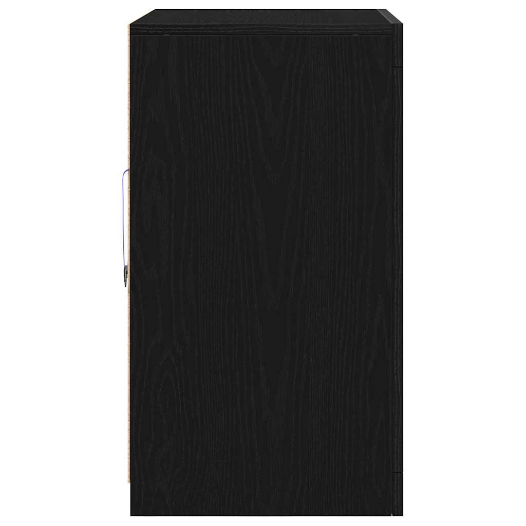 Dressoir met LED-verlichting 60,5x37x67 cm zwart eikenkleurig