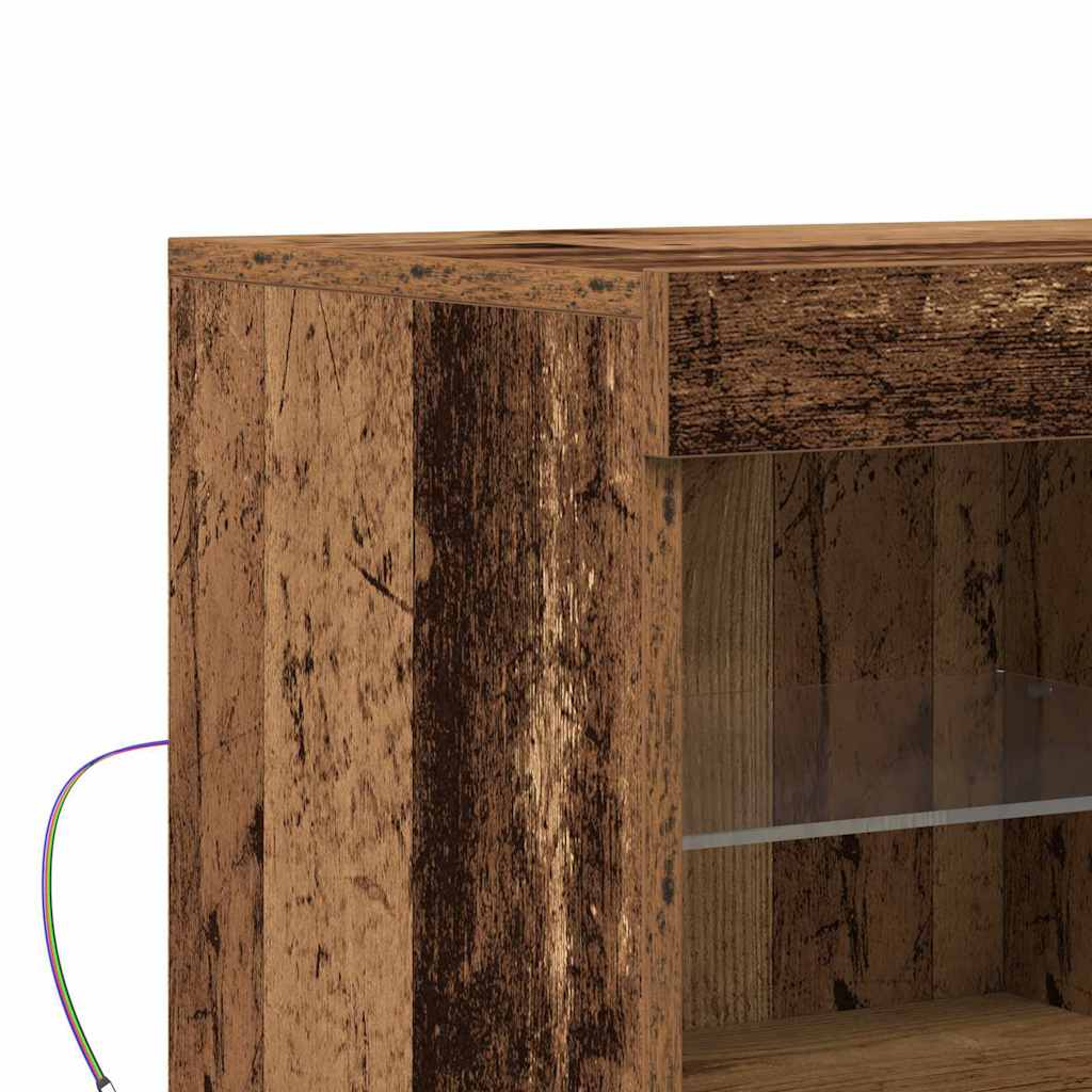 Dressoir met LED-verlichting 81x37x67 cm oud houtkleurig