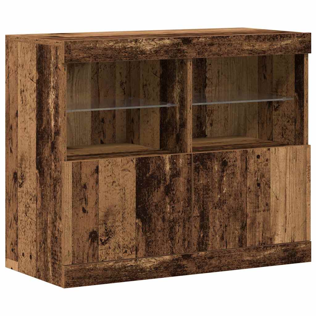 Dressoir met LED-verlichting 81x37x67 cm oud houtkleurig