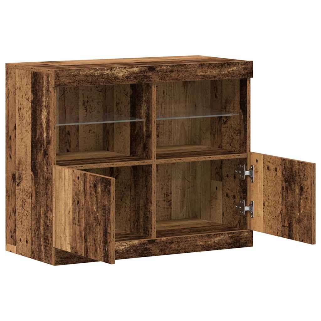Dressoir met LED-verlichting 81x37x67 cm oud houtkleurig