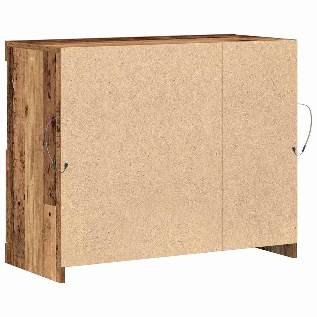 Dressoir met LED-verlichting 81x37x67 cm oud houtkleurig