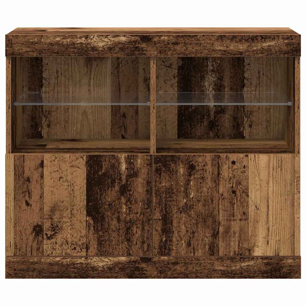 Dressoir met LED-verlichting 81x37x67 cm oud houtkleurig