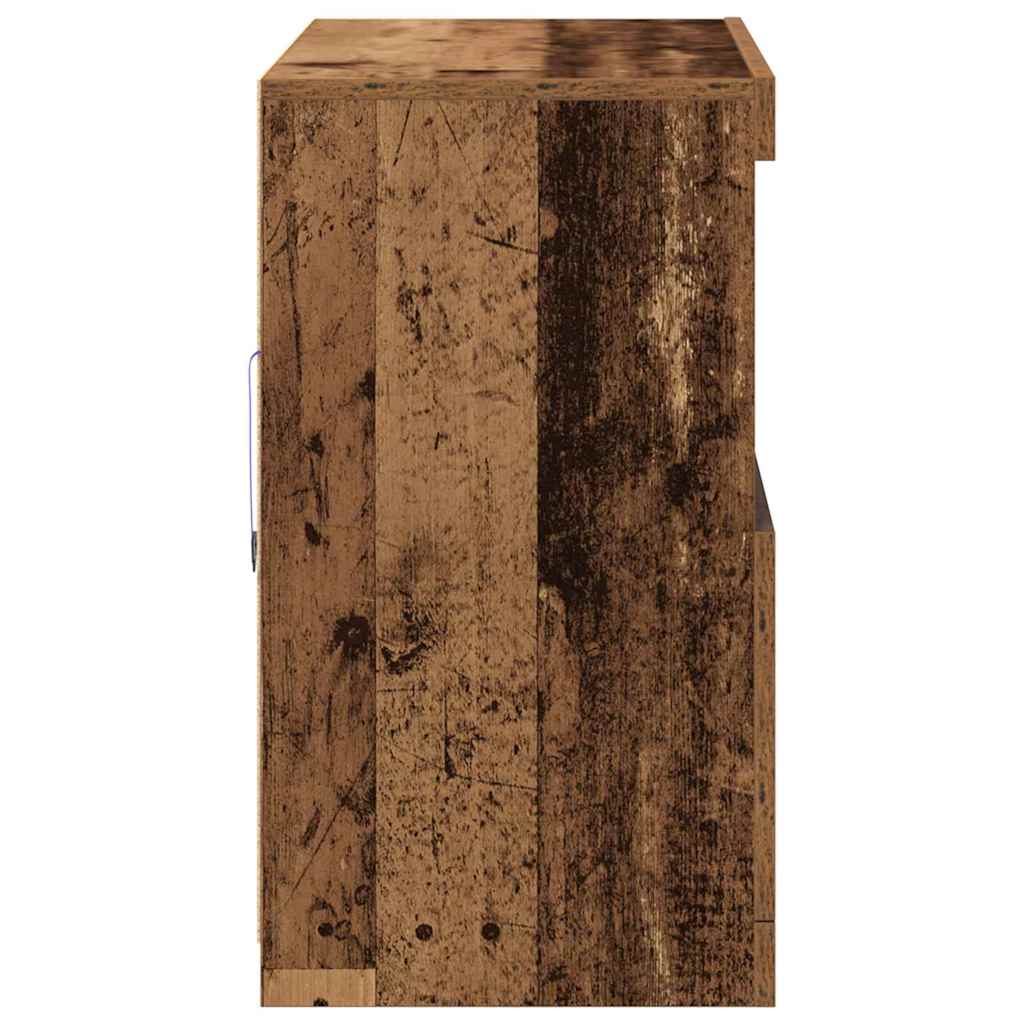 Dressoir met LED-verlichting 81x37x67 cm oud houtkleurig