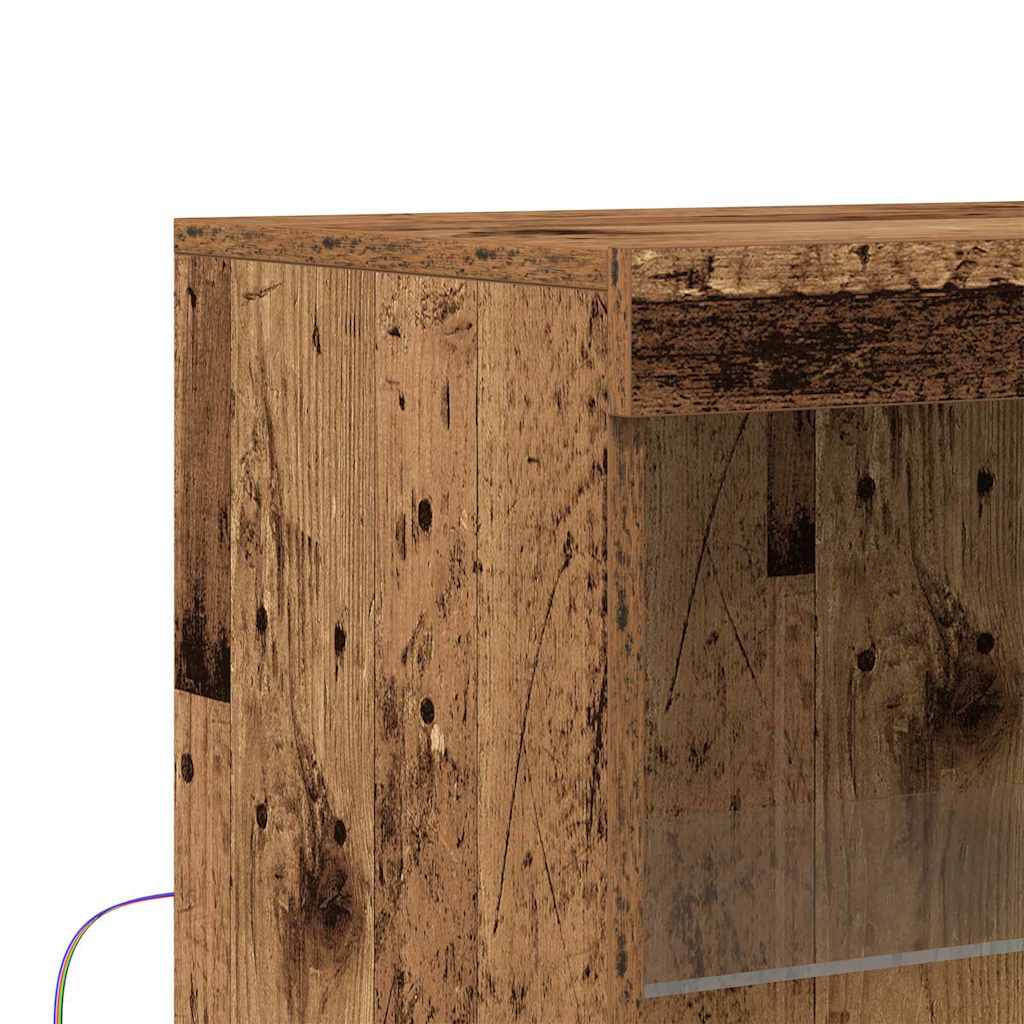 Dressoir met LED-verlichting 60x37x100 cm oud houtkleurig