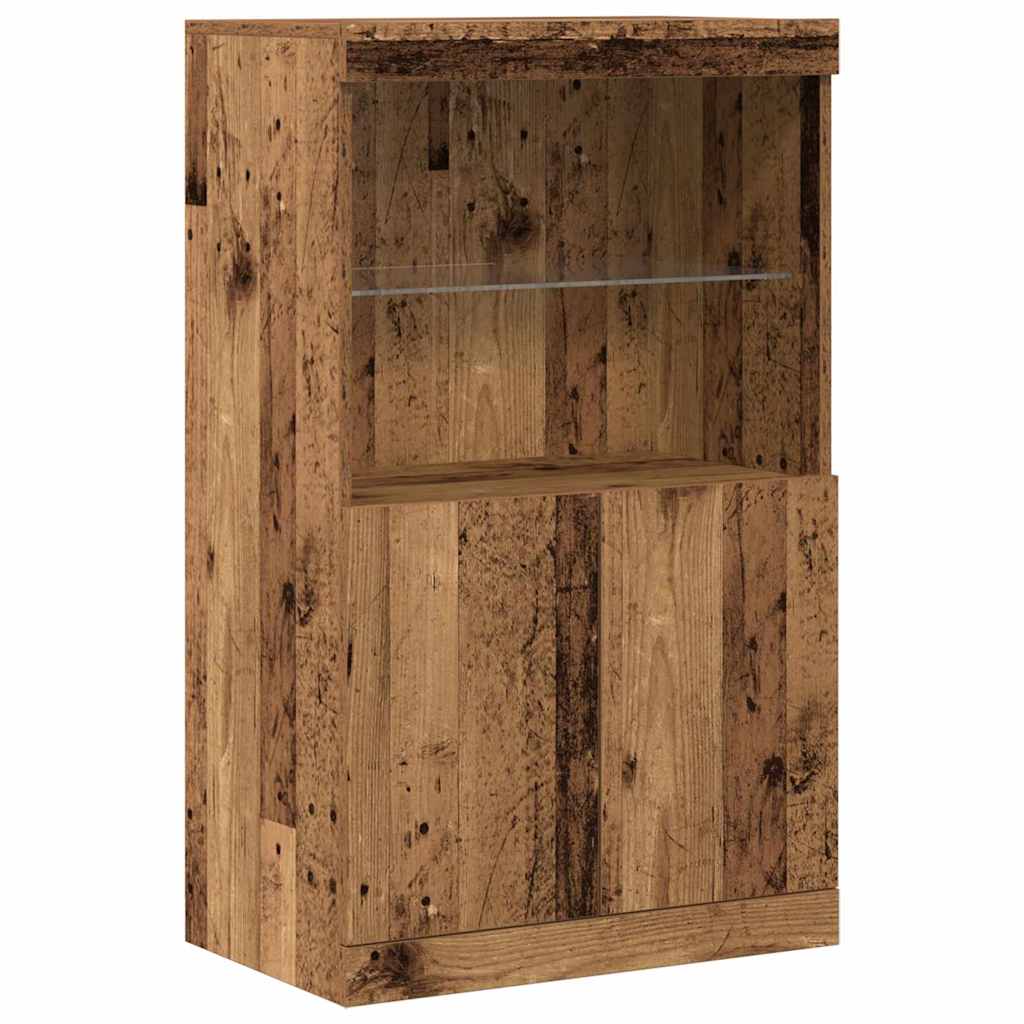 Dressoir met LED-verlichting 60x37x100 cm oud houtkleurig