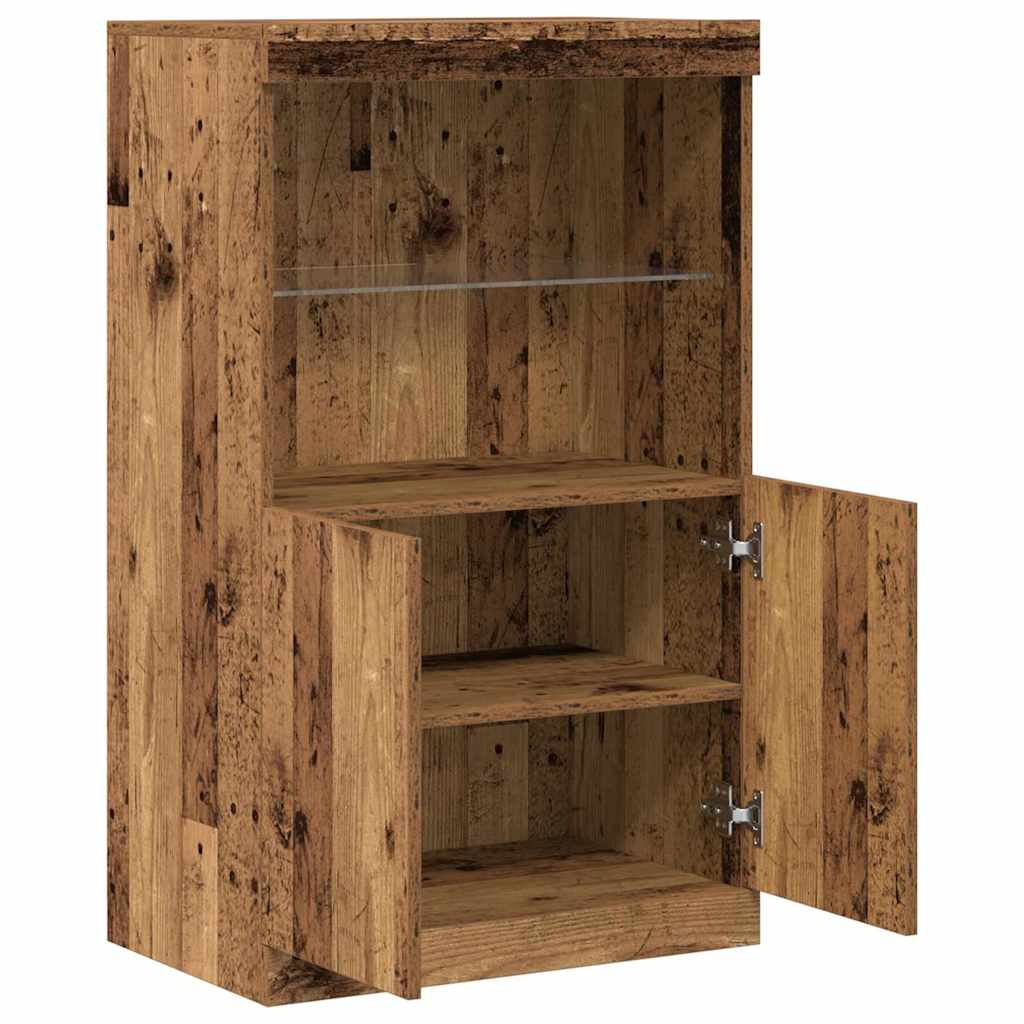 Dressoir met LED-verlichting 60x37x100 cm oud houtkleurig