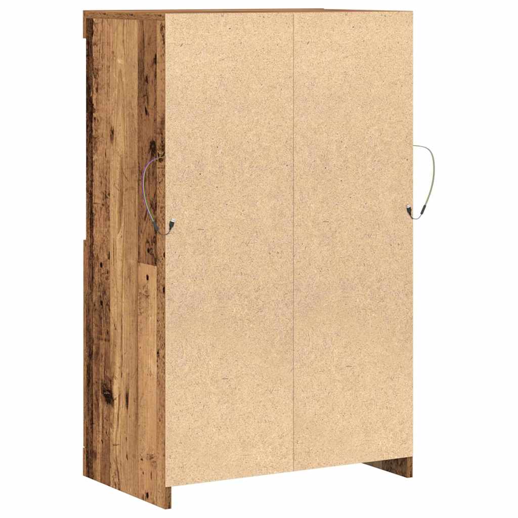 Dressoir met LED-verlichting 60x37x100 cm oud houtkleurig