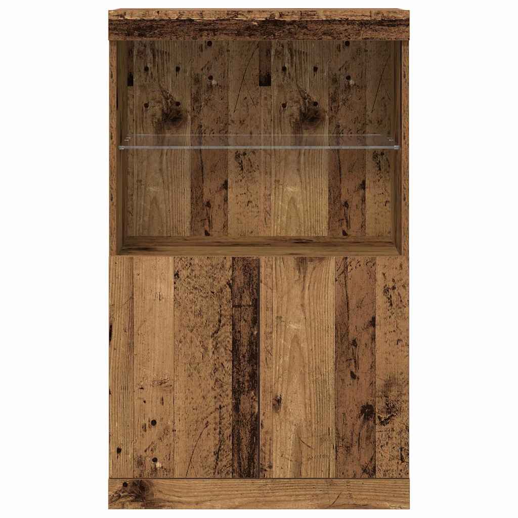 Dressoir met LED-verlichting 60x37x100 cm oud houtkleurig
