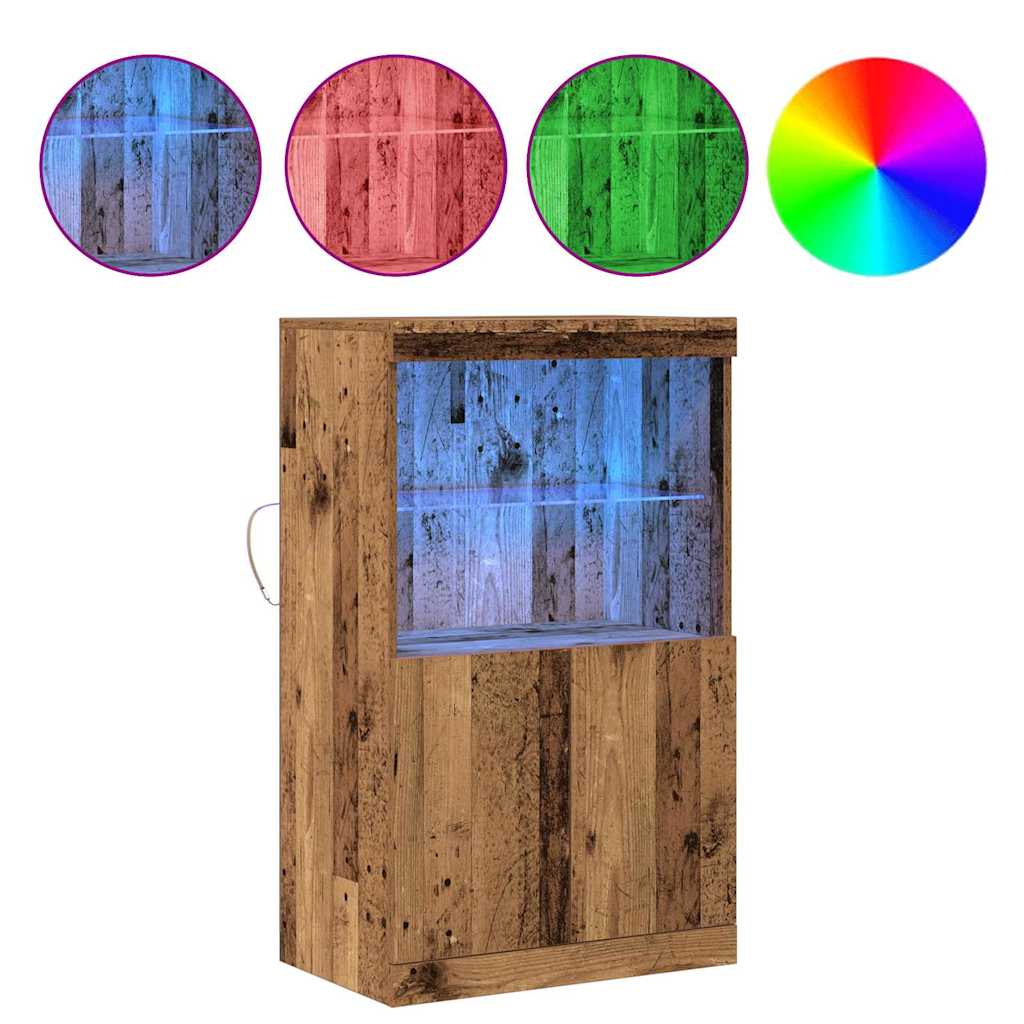 Dressoir met LED-verlichting 60x37x100 cm oud houtkleurig