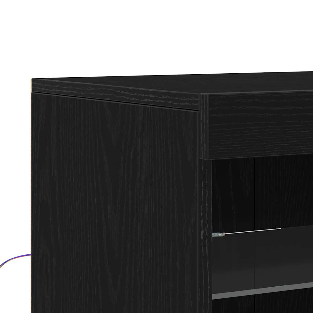 Dressoir met LED-verlichting 41x37x67 cm zwart eikenkleurig