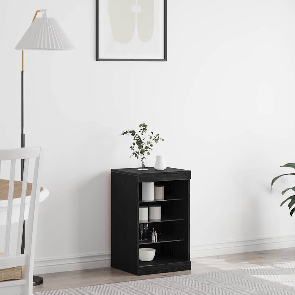 Dressoir met LED-verlichting 41x37x67 cm zwart eikenkleurig