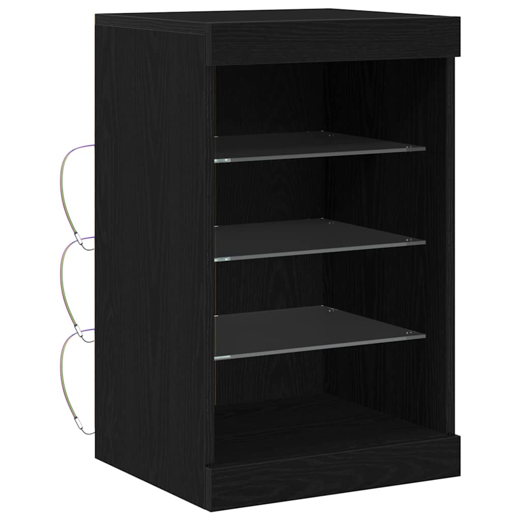 Dressoir met LED-verlichting 41x37x67 cm zwart eikenkleurig