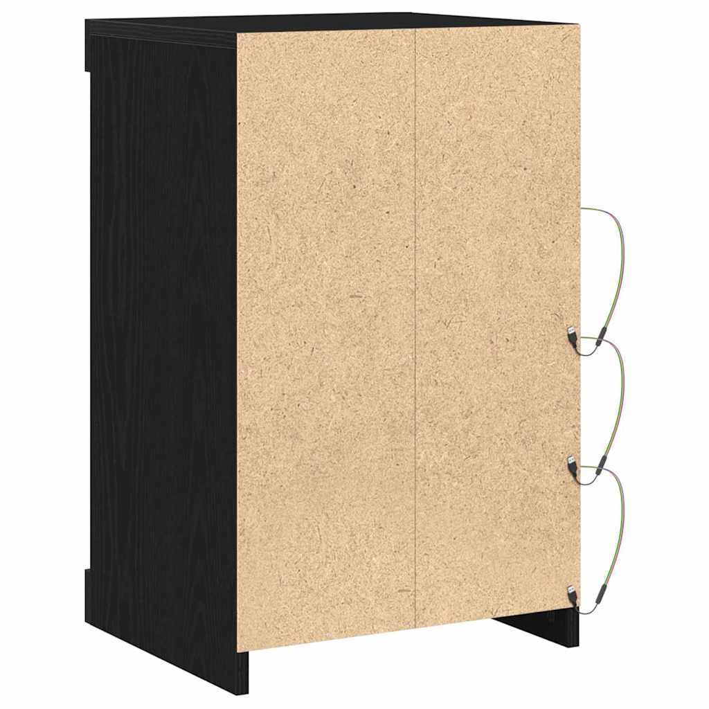 Dressoir met LED-verlichting 41x37x67 cm zwart eikenkleurig