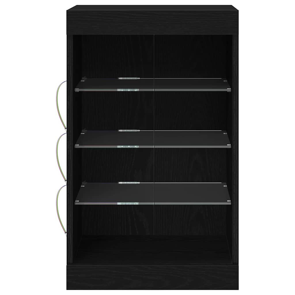 Dressoir met LED-verlichting 41x37x67 cm zwart eikenkleurig
