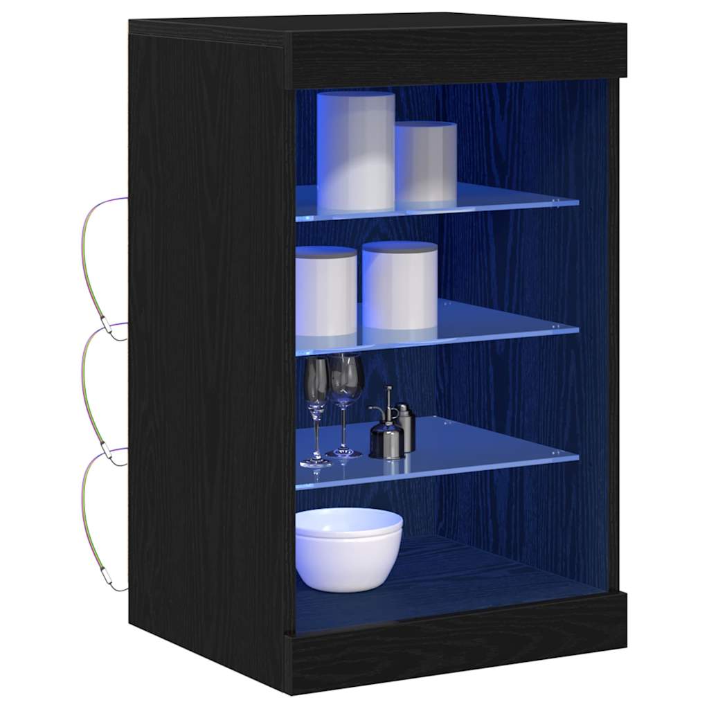 Dressoir met LED-verlichting 41x37x67 cm zwart eikenkleurig