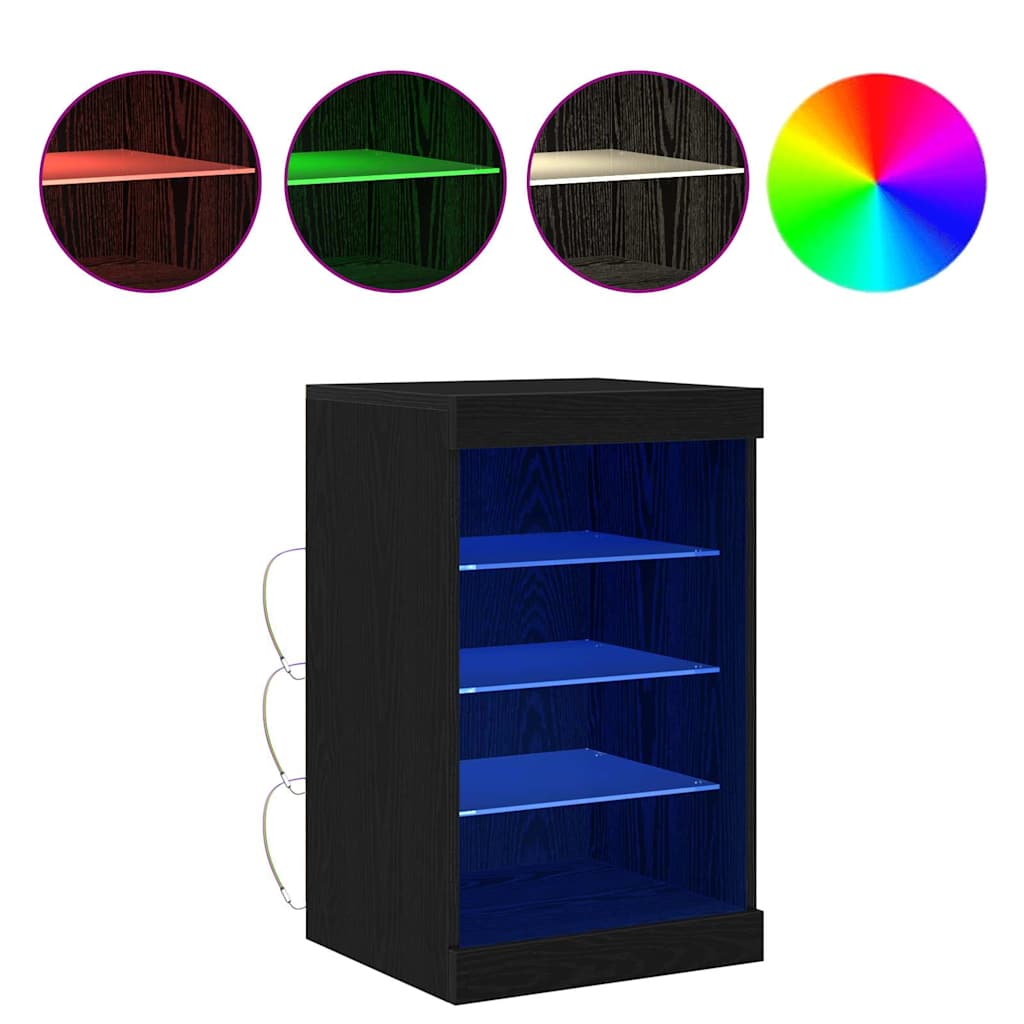 Dressoir met LED-verlichting 41x37x67 cm zwart eikenkleurig
