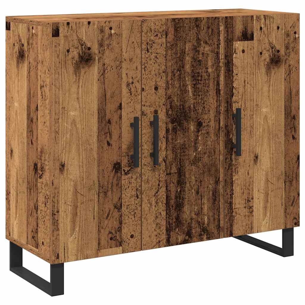 Dressoir met 3 deuren 90x34x80 cm bewerkt hout oud houtkleurig