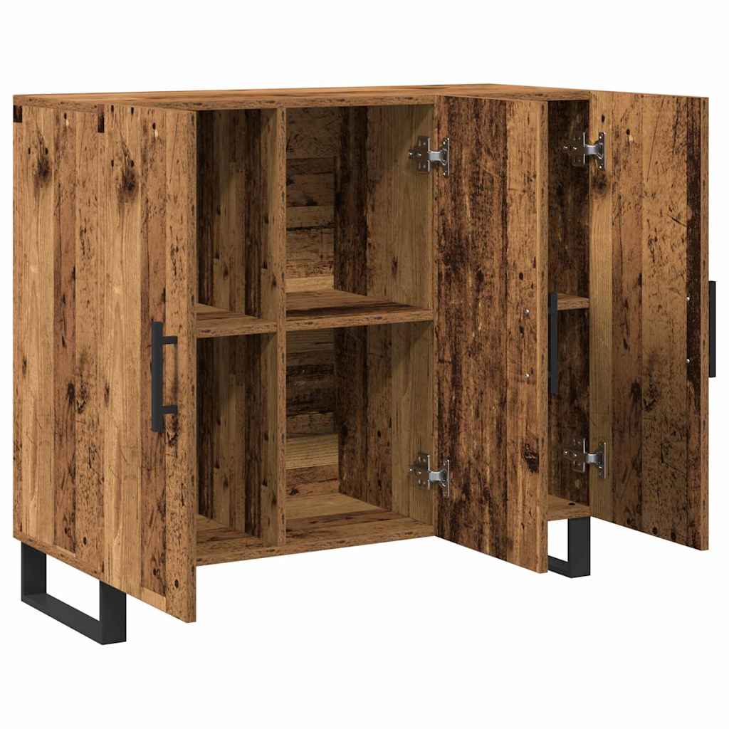 Dressoir met 3 deuren 90x34x80 cm bewerkt hout oud houtkleurig