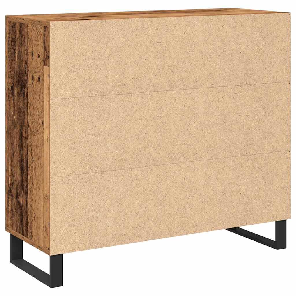 Dressoir met 3 deuren 90x34x80 cm bewerkt hout oud houtkleurig