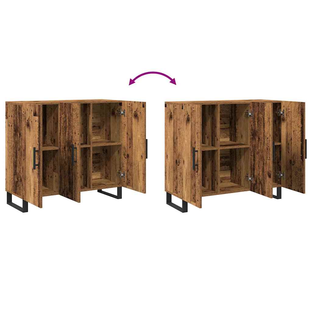 Dressoir met 3 deuren 90x34x80 cm bewerkt hout oud houtkleurig