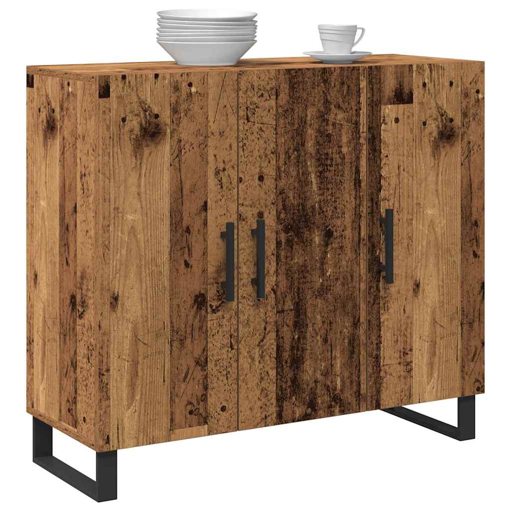 Dressoir met 3 deuren 90x34x80 cm bewerkt hout oud houtkleurig