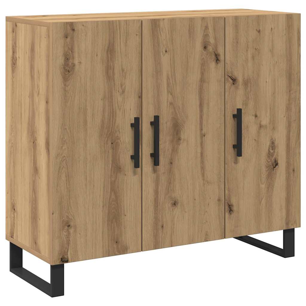 Dressoir met 3 deuren 90x34x80 cm bewerkt hout artisanaal eiken