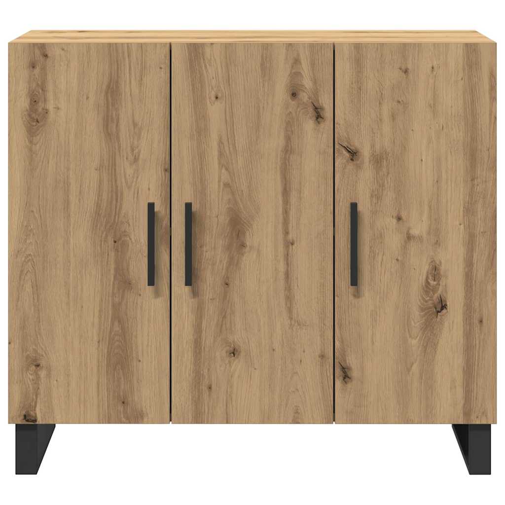 Dressoir met 3 deuren 90x34x80 cm bewerkt hout artisanaal eiken