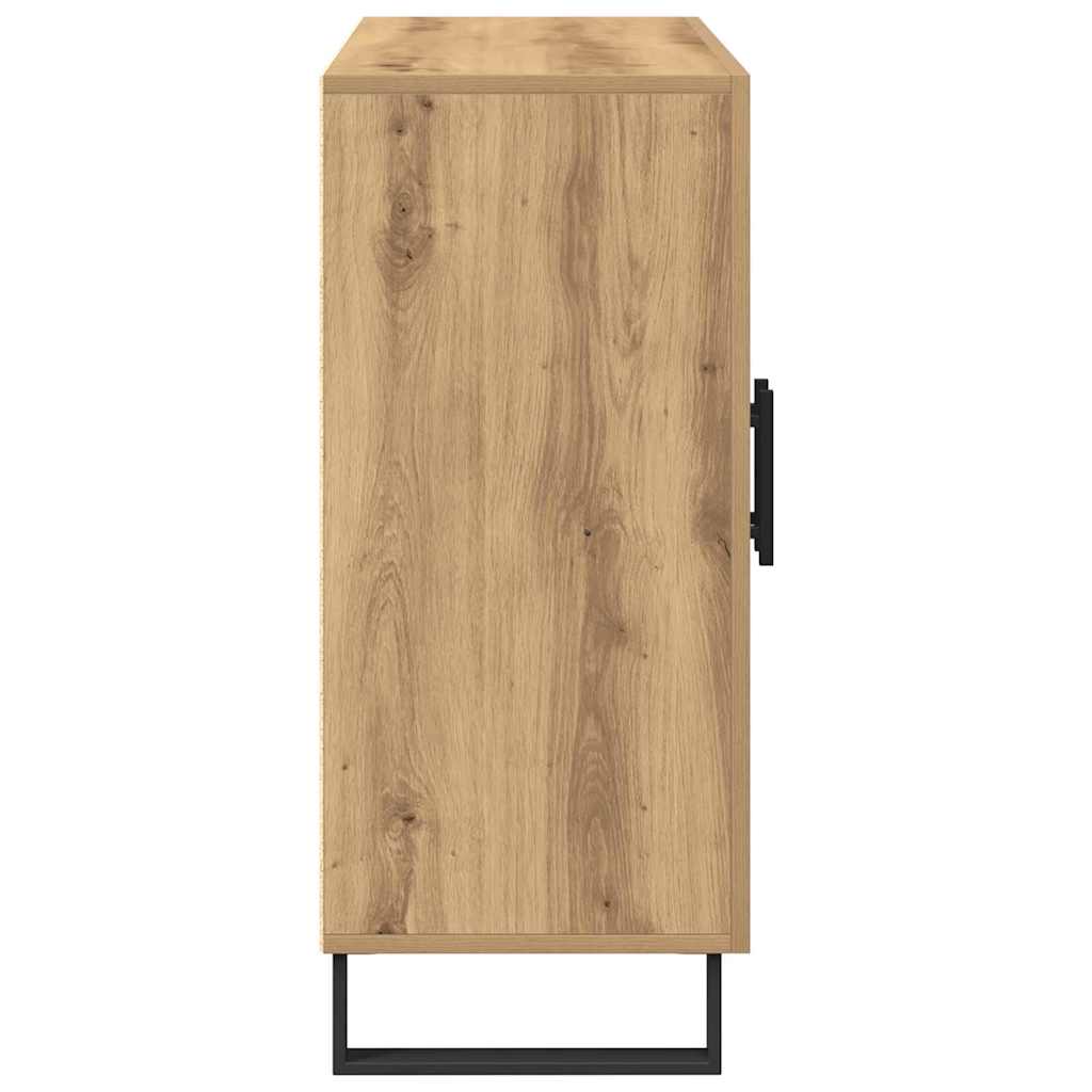 Dressoir met 3 deuren 90x34x80 cm bewerkt hout artisanaal eiken