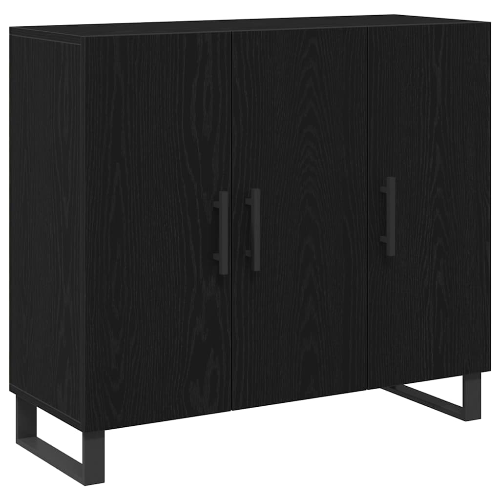 Dressoirmet 3 deuren 90x34x80 cm bewerkt hout zwart eikenkleur