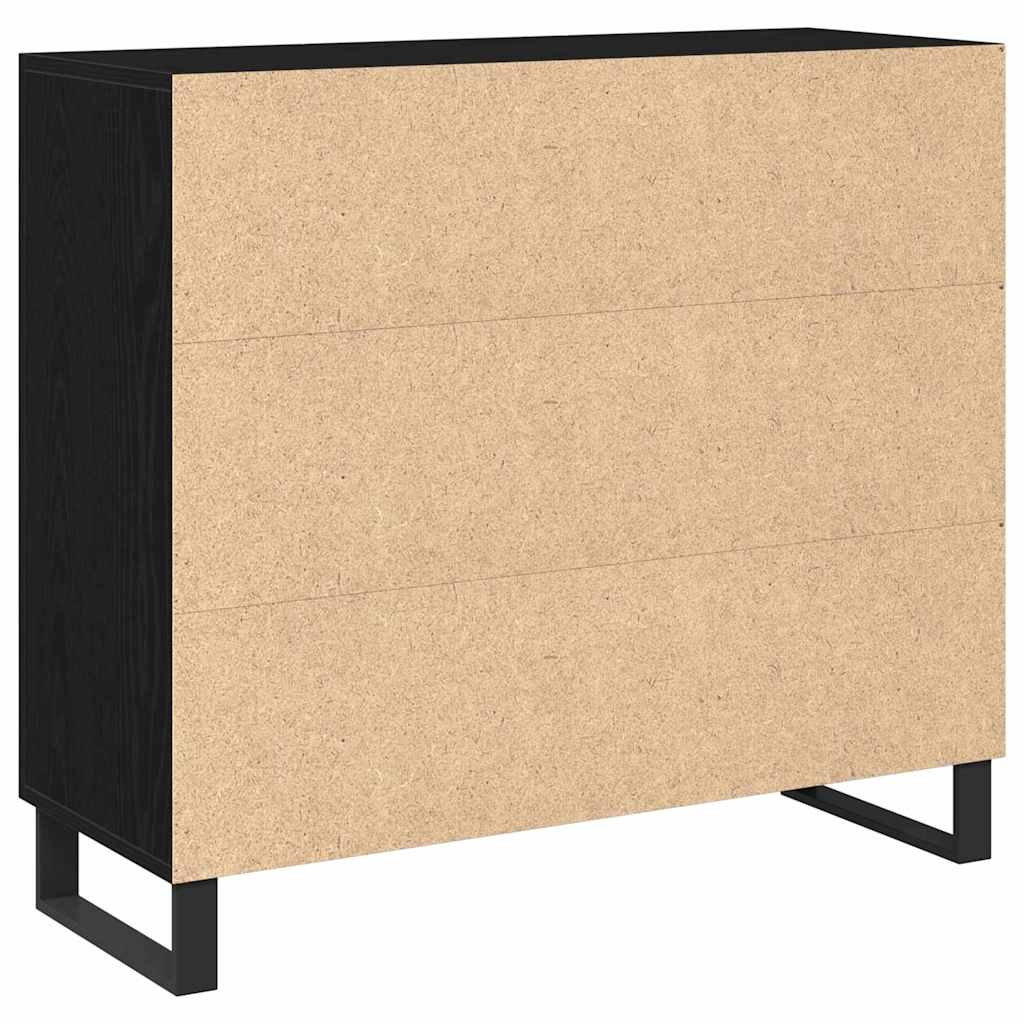 Dressoirmet 3 deuren 90x34x80 cm bewerkt hout zwart eikenkleur