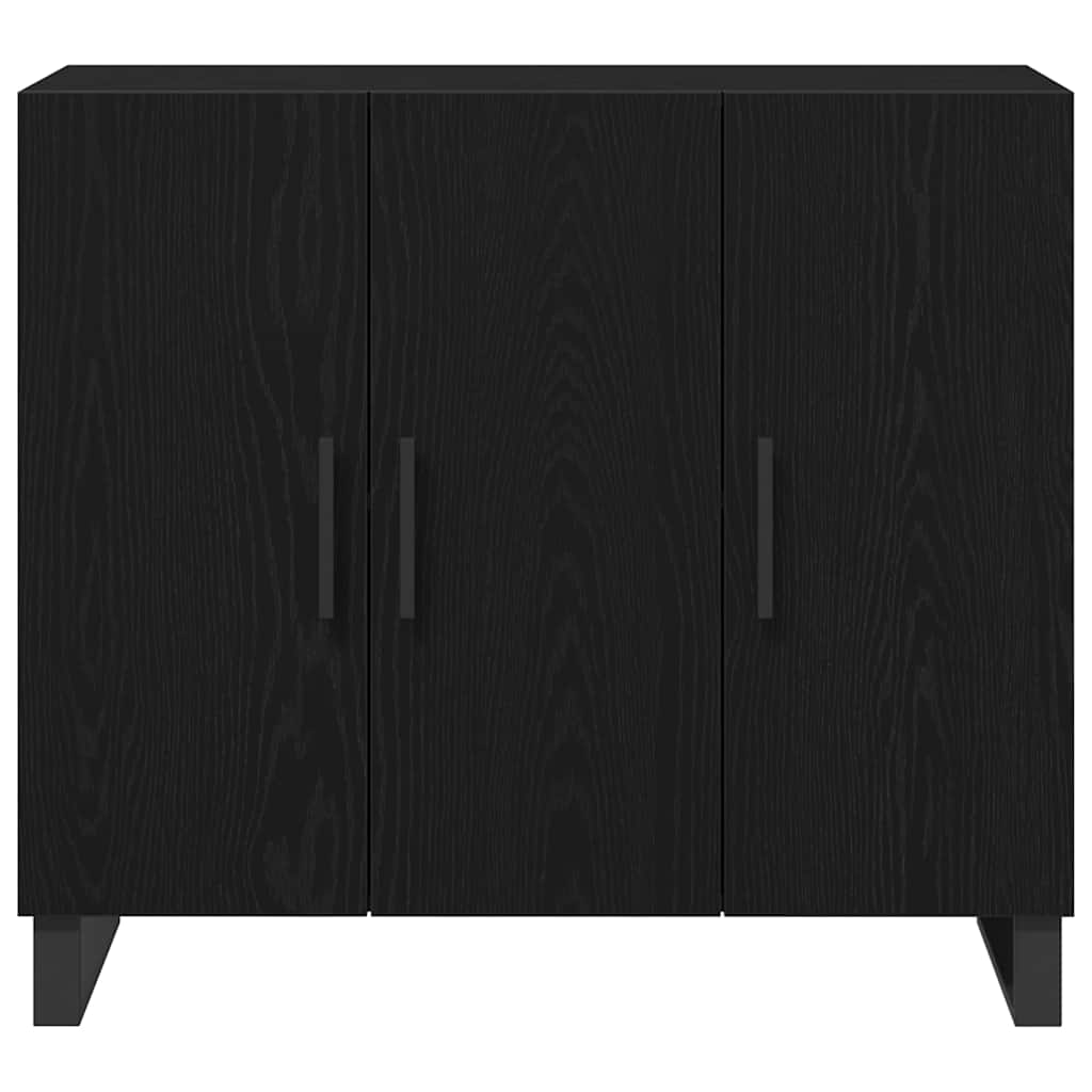 Dressoirmet 3 deuren 90x34x80 cm bewerkt hout zwart eikenkleur