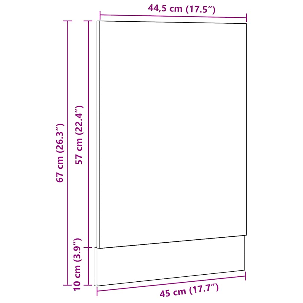Vaatwasserpaneel 45x1,5x67 cm bewerkt hout zwart eiken
