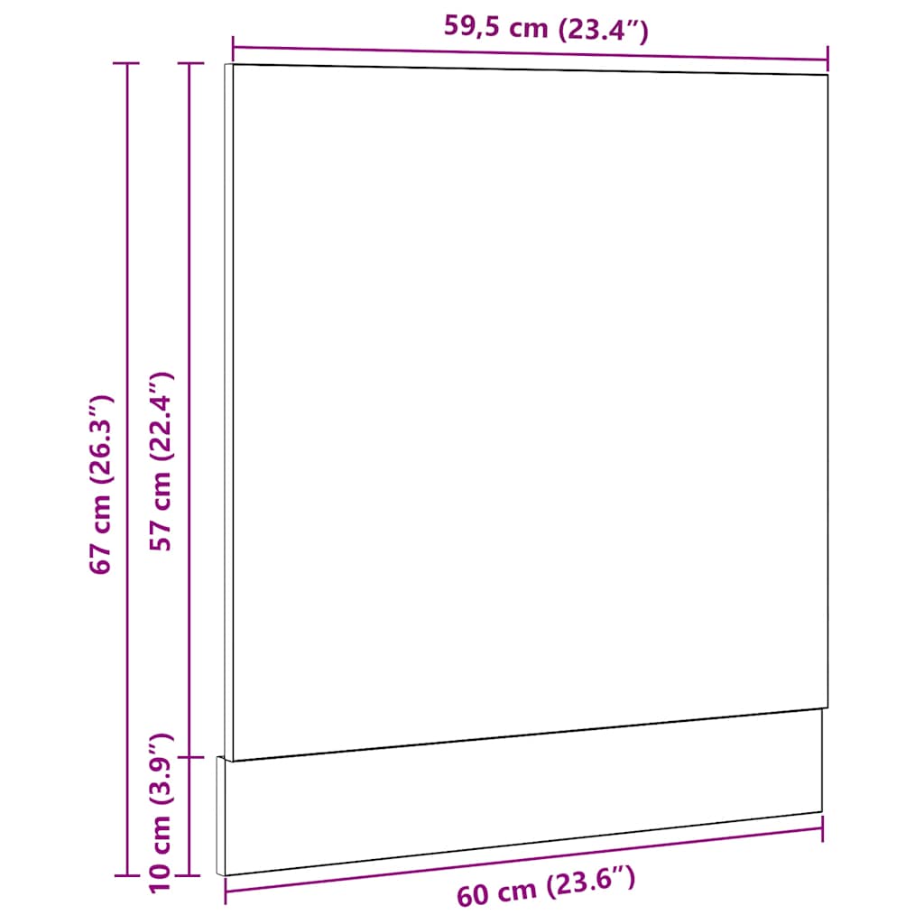 Vaatwasserpaneel 60x1,5x67 cm bewerkt hout zwart eiken