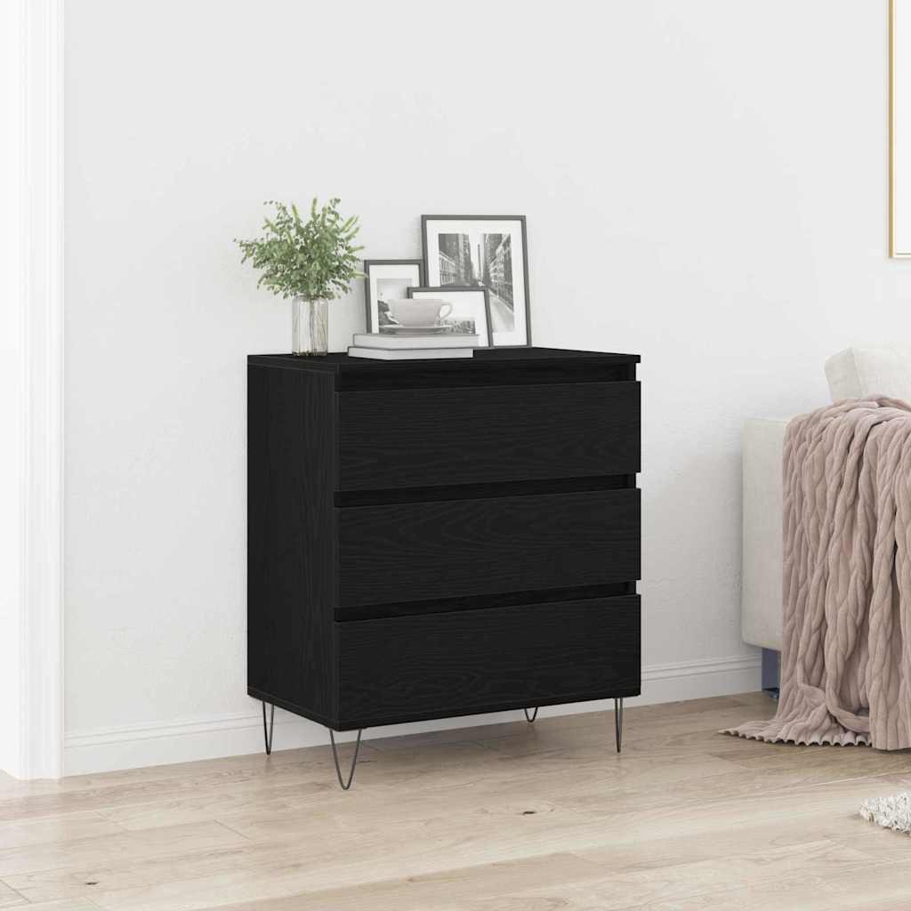Dressoir met lades 60x35x70 cm bewerkt hout zwart eikenkleurig