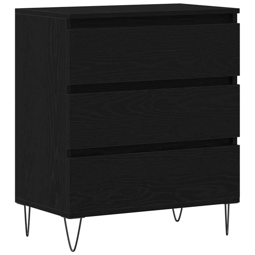 Dressoir met lades 60x35x70 cm bewerkt hout zwart eikenkleurig