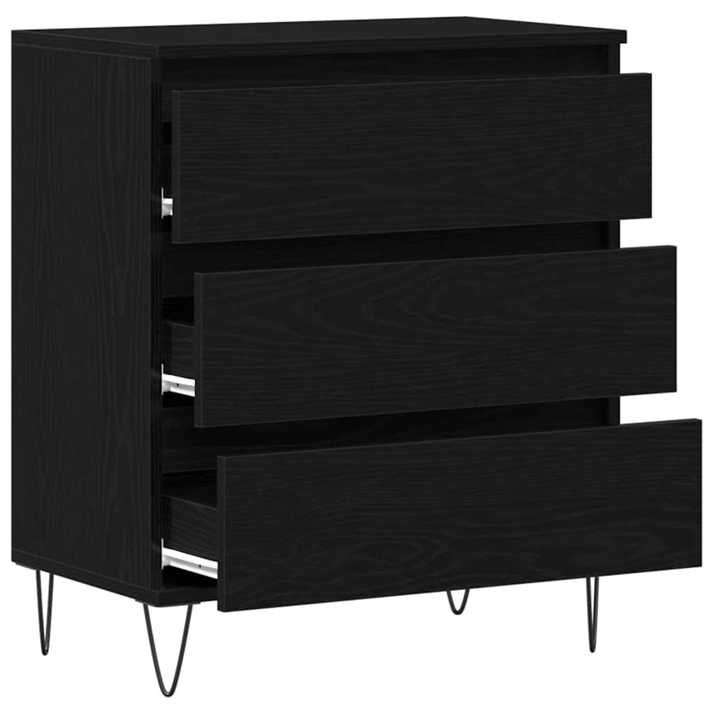 Dressoir met lades 60x35x70 cm bewerkt hout zwart eikenkleurig