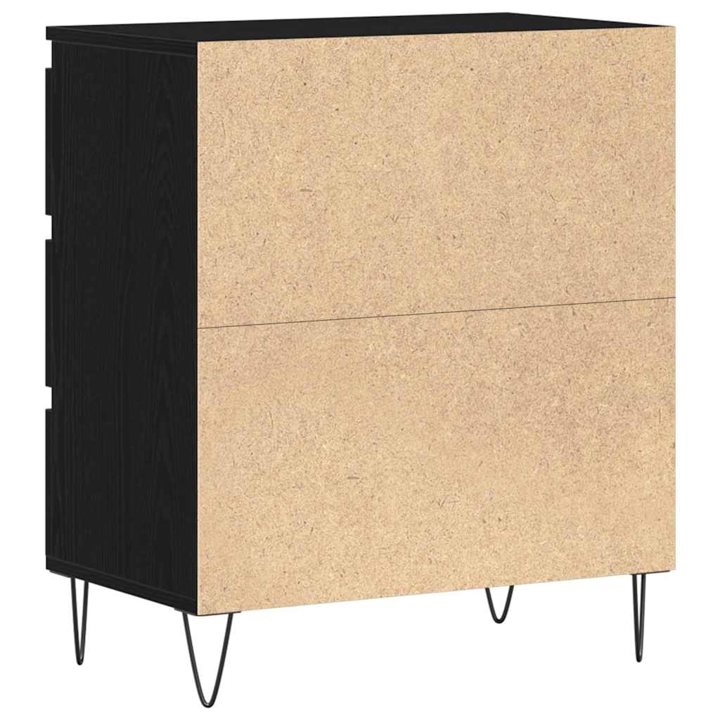 Dressoir met lades 60x35x70 cm bewerkt hout zwart eikenkleurig