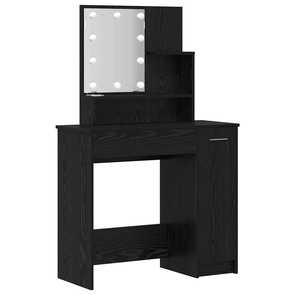 Toilettafel Set Zwart eiken 86.5 x 35 x 136 cm Bewerkt hout