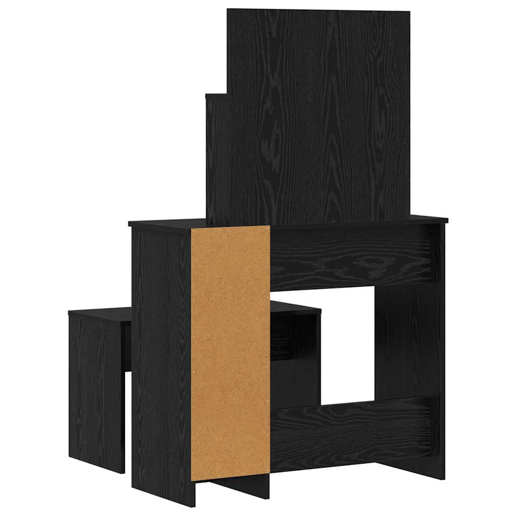 Toilettafel Set Zwart eiken 86.5 x 35 x 136 cm Bewerkt hout