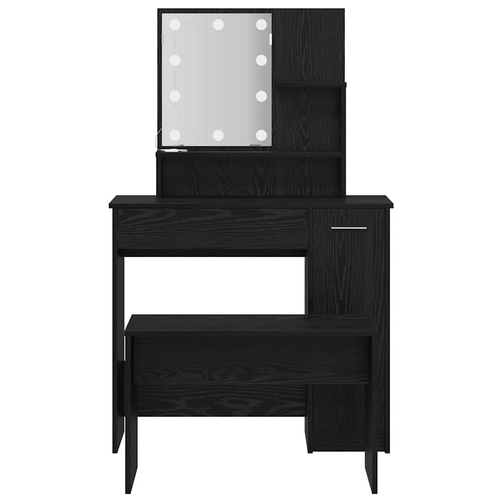 Toilettafel Set Zwart eiken 86.5 x 35 x 136 cm Bewerkt hout