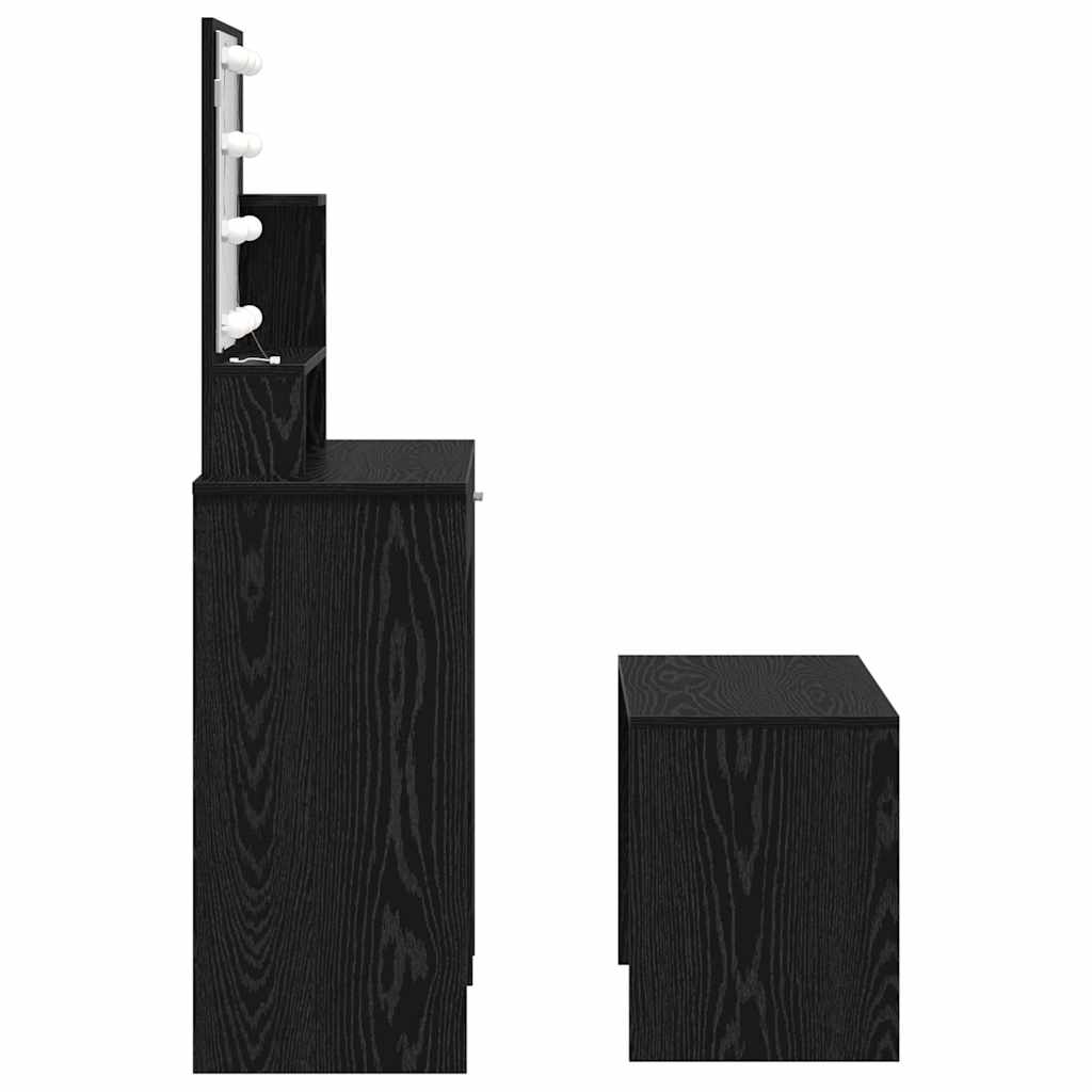 Toilettafel Set Zwart eiken 86.5 x 35 x 136 cm Bewerkt hout