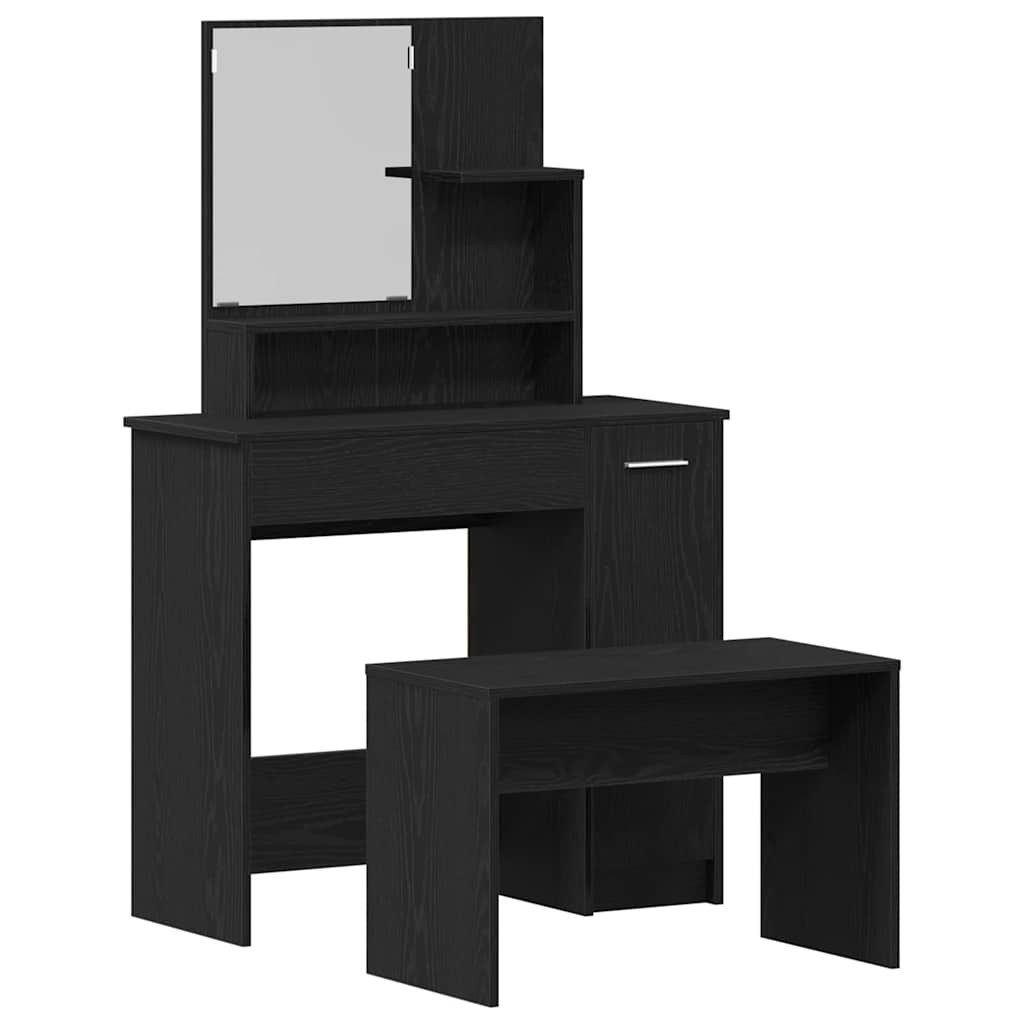 Toilettafel Set Zwart eiken 86.5 x 35 x 136 cm Bewerkt hout