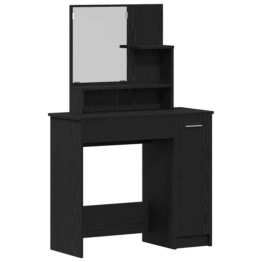 Toilettafel Set Zwart eiken 86.5 x 35 x 136 cm Bewerkt hout
