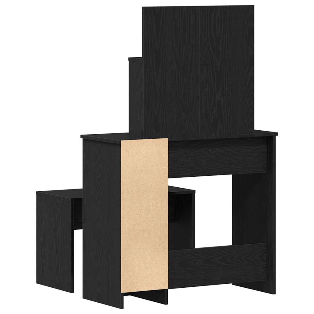 Toilettafel Set Zwart eiken 86.5 x 35 x 136 cm Bewerkt hout