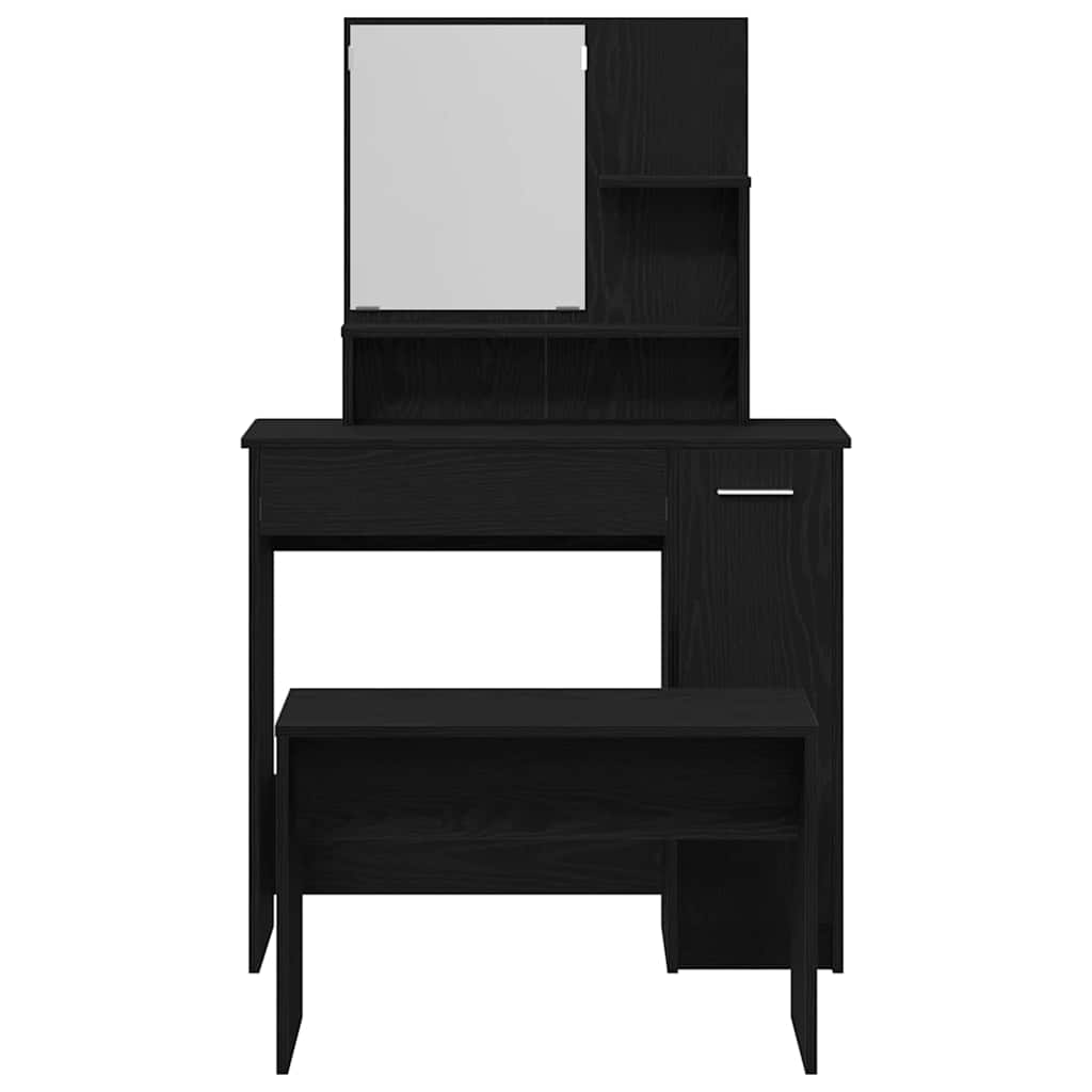 Toilettafel Set Zwart eiken 86.5 x 35 x 136 cm Bewerkt hout