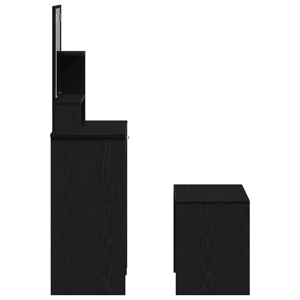 Toilettafel Set Zwart eiken 86.5 x 35 x 136 cm Bewerkt hout