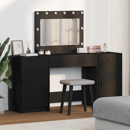 Kaptafel met lade 3 pcs Zwart 40 x 41 x 75 cm Bewerkt hout